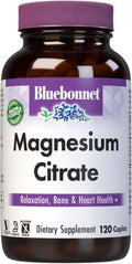 Bluebonnet Nutrition Magnesium Citrate 400mg of Magnesium Maximum Absorption Supports Immune Health &amp Energy Production* Soyfree Gluten-Free Non-GMO Kosher Dairy Free Vegan 120 Caplets