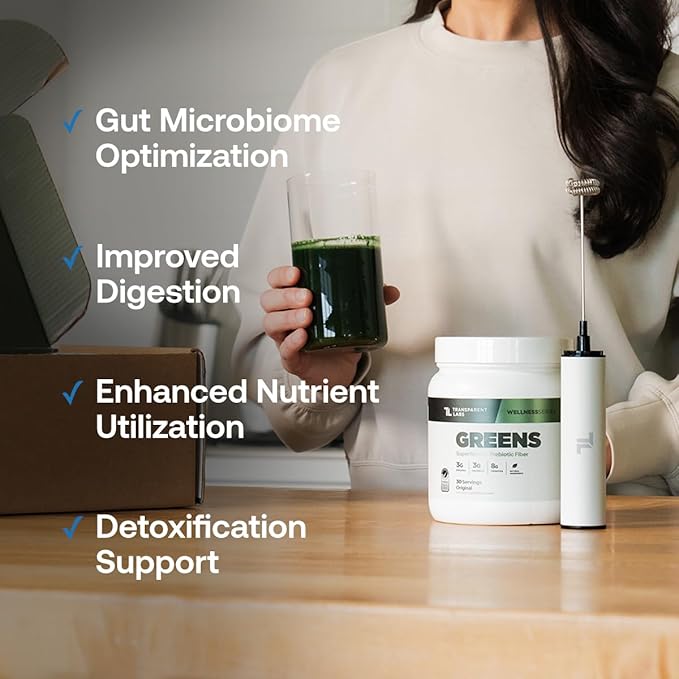 Transparent Labs Prebiotic Greens - Superfood Powder &amp Antioxidants Supplement with Organic Spirulina Chloerra Acacia &amp Green Banana Powder - 30 Servings Unflavored