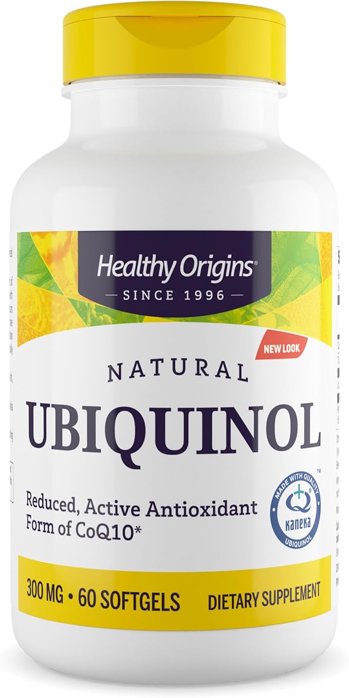 Healthy Origins Ubiquinol (Active Form of CoQ10) 300 mg - Kaneka Ubiquinol Supplements for Heart Health &amp Antioxidant Support - Gluten-Free &amp Non-GMO Supplement - 60 Softgels