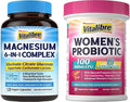 Women's Probiotics 100 Billion CFU 30 Capsules &amp Magnesium Complex Supplement 6 in 1 120 Capsules