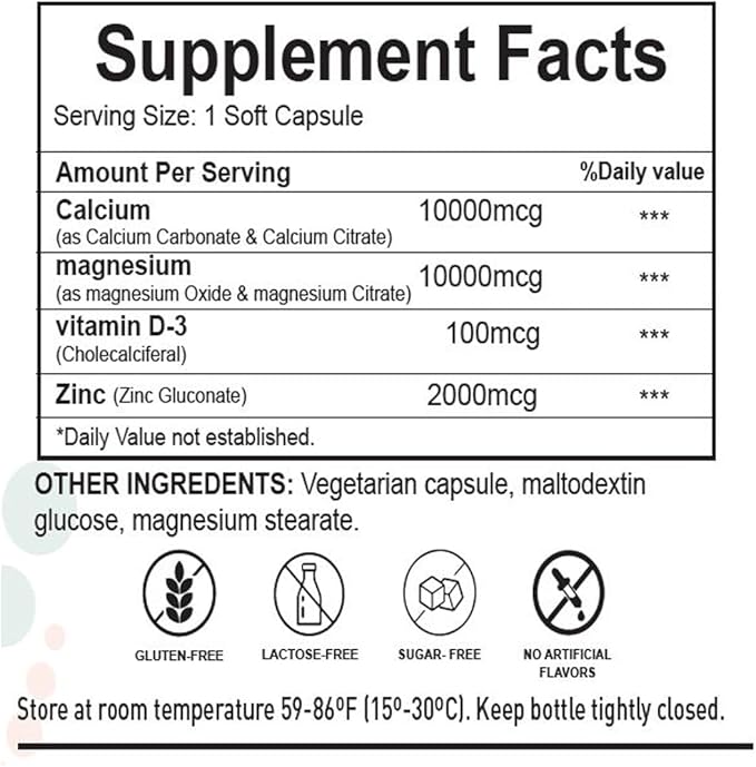 H4U Calcium Magnesium Zinc D3 | 120 Softgels Supplement | Calcium Magnesium Zinc Vitamin D3 | Non-GMO | Gluten-Free | Made in The USA