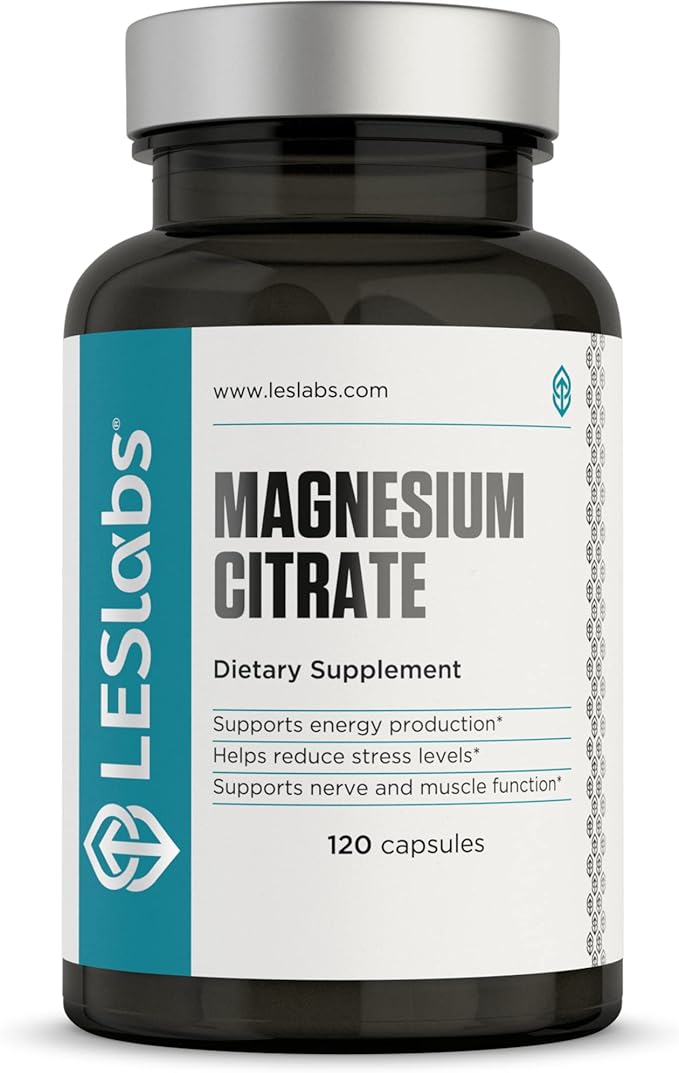 LES Labs Magnesium Citrate – Stress Relief Restful Sleep Heart Health Metabolism Nerve &amp Muscle Function – Non-GMO Supplement – 120 Capsules