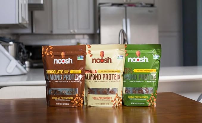 NOOSH Plant Based Almond Protein Powder Chocolate 43 Gram - Vegan Protein Powder All Natural Ingredients Non-GMO Gluten Free Kosher Peanut Free Soy Free Dairy Free (Chocolate)