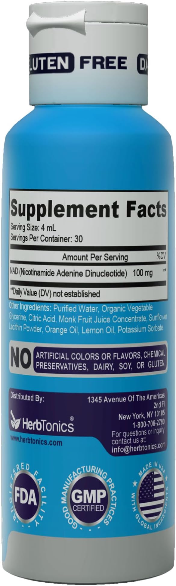 Herbtonics Liposomal NAD+ for Cellular Energy | Supports Healthy Aging Focus &amp Metabolism | Liposomal Delivery - Designed for Superior Absorption | 120ML Vegan Liquid Supplement (1 Month Supply)