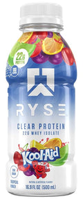 RYSE Clear Protein Shake - Kool-Aid Tropical Punch - 100 Calories 22g Whey Isolate Protein Sugar-Free 0g Fat &amp Lactose-Free - Refreshing Ready-to-Drink Beverage - 16.9 fl oz Bottle (1-Pack)