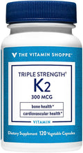 The Vitamin Shoppe Vitamin K2 MK-7 300mcg Triple Strength - Bone &amp Heart Health | Menaquinone-7 | 120 Vegetable Capsules | High Potency