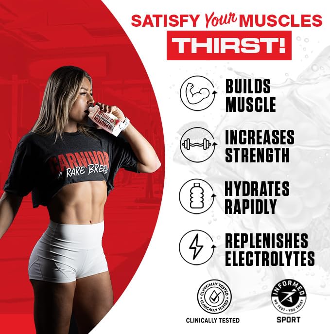 MuscleMeds Carnivor Protein Hydration RTD Ready to Drink Lactose Free Sugar Free 30g Isolate Protein Halal Certified Rocket Pop 16.9 Fl Oz (Pack of 12)