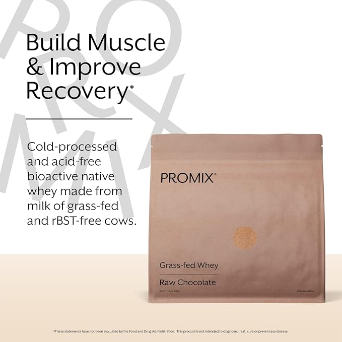 ProMix Nutrition Whey Protein Powder Raw Chocolate - Grass-Fed - ­Post Workout Fitness &amp Nutrition Shakes Smoothies Baking &amp Cooking Recipes - Gluten-Free &amp Keto-Friendly - 5 Pound (Pac