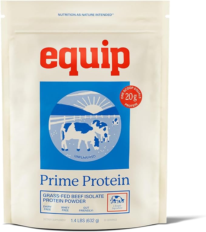 Equip Foods Prime Protein Powder | Clean Grass Fed Beef Protein Powder | Carnivore Protein Isolate | Paleo Keto Friendly | Gluten &amp Dairy Free | Helps Build &amp Repair Tissue | 30 Servings Un