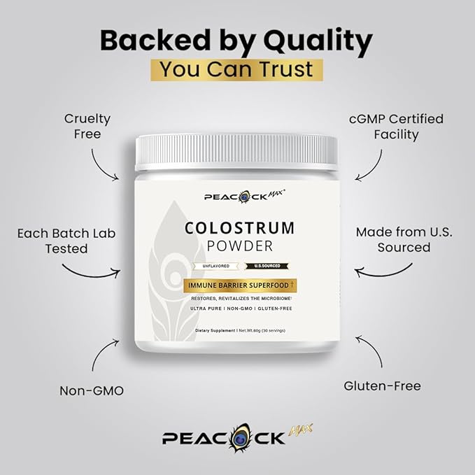 Colostrum Powder – 60g (30 Servings) Unflavored Bovine Colostrum Supplement Superfood for Hair Skin &amp Gut Health Gluten-Free Non-GMO
