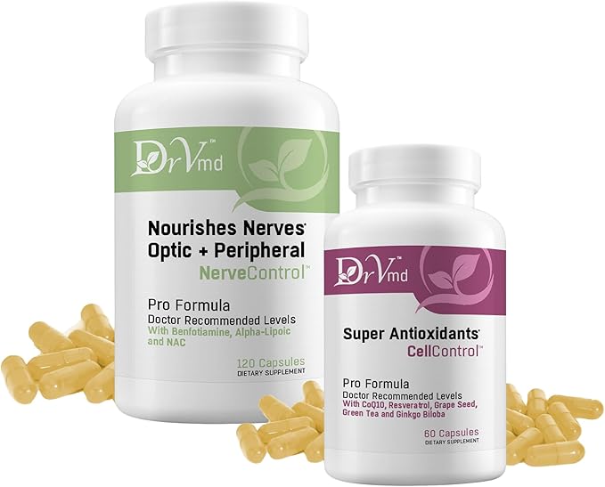 Nerve &amp Antioxidant Support Bundle | Nerve Circulation &amp Cellular Health | Includes Nerve Control (ALA Benfotiamine NAC B Vitamins) + Super Antioxidants (Resveratrol Curcumin CoQ10 Gink