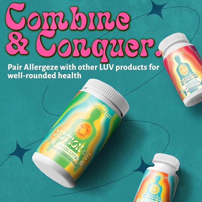 LUV Everyday Allergeze™- Supports Allergy Wellness &amp Sinus Health Featuring Quercetin and Stinging Nettle with Bromelain Crafted for Seasonal Well-Being cGMP Certified Made in USA Vegan - 90 Tab