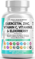 Q Defend Quercetin Supplement with Zinc Vitamin C Vitamin D Elderberry Turmeric Black Pepper Garlic Ginger Sea Moss Lysine Stinging Nettle Reishi Mushroom Immune Support 60 Capsules by Clean Nutra