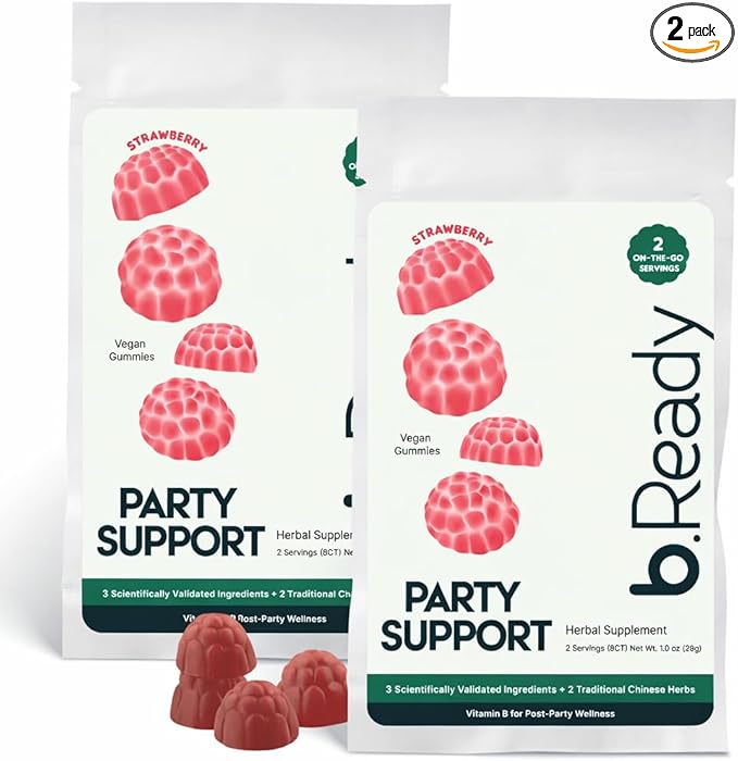 b.Ready Morning Wellness Gummies for Travel &amp Daily Balance with Vitamin B Complex Milk Thistle &amp Prickly Pear | Strawberry Flavor Vegan Gummies for On-The-Go Lifestyle (Pack of 2)
