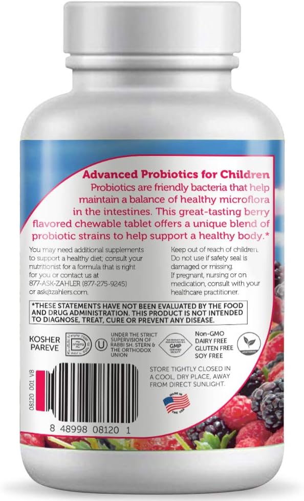 Zahler Kidophilus Kids Probiotic Great Tasting Probiotics for Kids Certified Kosher (90 Count)