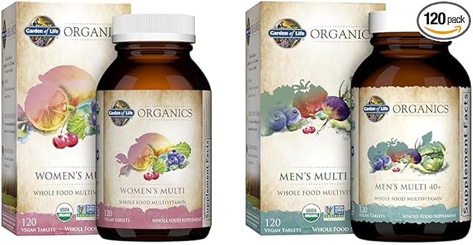 Garden of Life Organics Multivitamin for Women 120 Tablets and Men 40+ 120 Tablets Bundle