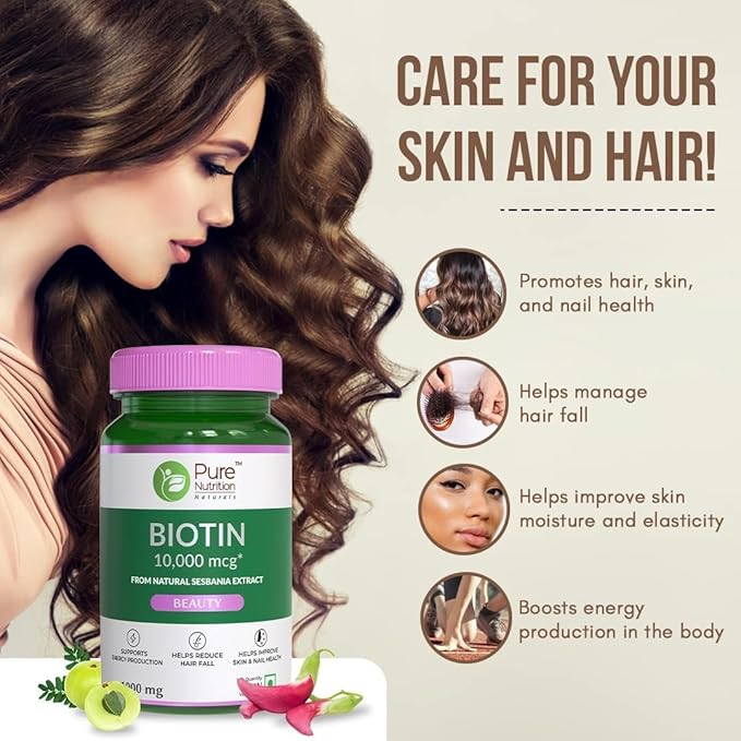 Naturals Biotin (10000mcg) with Sesbania Grandiflora Bhringraj Bamboo Shoot Moringa Leaf Amla Extracts &amp Multiminerals for Hair Growth &amp Healthy Nails | Reduce Hair Fall - 90 Veg Tabs
