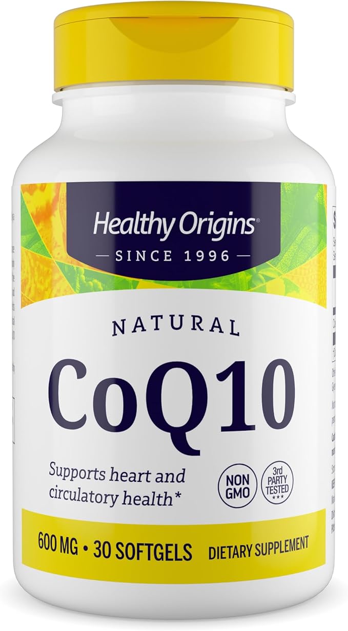 Healthy Origins® CoQ10 600 mg – Natural Trans-Isomer Ubiquinone – Yeast Fermented Supports Heart Health &amp Cellular Energy – Non-GMO 30 Softgels