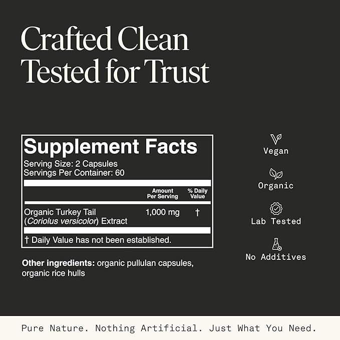 Fantastic Fungi Turkey Tail Mushroom Capsules - Organic Mushroom Extract for Gut Health &amp Immune Support Functional Adaptogenic Turkey Tail Extract Supplement Vegan Pills 120 Caps (2-Month Supp