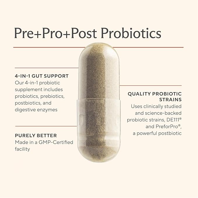 Premium 4-in-1 Probiotic Prebiotic Postbiotic &amp Digestive Enzymes for Men &amp Women – Supports Gut Digestion &amp Immunity –Complete Gut Health with Pre Post Probiotics &amp Digestive Enzy