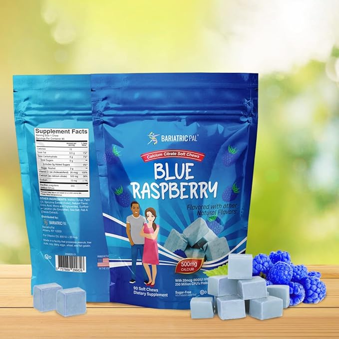 BariatricPal 30-Day Bariatric Vitamin Bundle (Multivitamin ONE 1 per Day! Capsule with 45mg Iron and Calcium Citrate Soft Chews 500mg with Probiotics - Blue Raspberry)