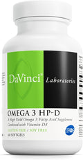 DAVINCI Labs Omega 3 HP-D - Dietary Supplement to Support Immune System Healthy Joints and Cardiovascular and Skin Health* - with Vitamin D3 and More - Gluten-Free - 60 Softgels