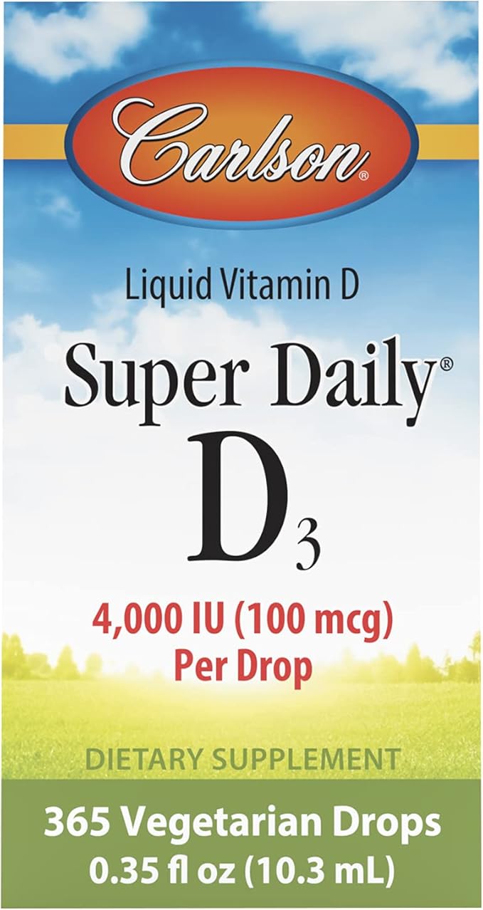 Carlson Super Daily D3 4000 IU (100 mcg) Heart &amp Immune Health Teeth &amp Bone Strength Unflavored 365 Drops