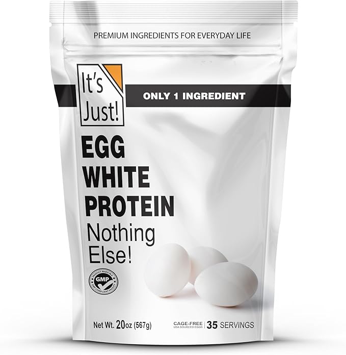 It's Just! - Egg White Protein Powder Dried Egg Whites Protein Meringue Ingredient Non-GMO USA Farms (Unflavored 20oz)