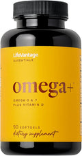 LifeVantage - Omega+ - Supplement 3-in-1 Blend of Omega-3 &amp 7 Vitamin D and for Brain Cardiovascular Skin Health and Immunity - 90 Softgels
