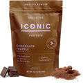 ICONIC Protein Powder Chocolate Truffle - Sugar Free Low Carb Protein Powder - Lactose Free Gluten Free Non-GMO - 20g Grass Fed Whey &amp Casein Protein - Keto Friendly 1 lb. Pouch (17 Servings)