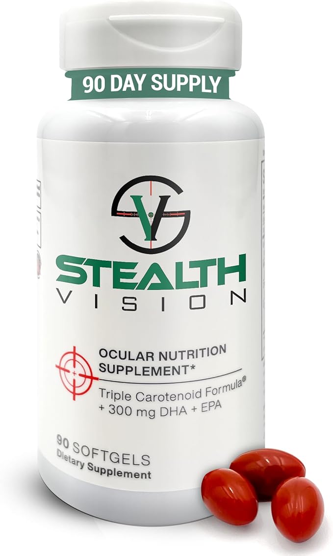 Stealth Vision Eye Vitamin Eye Supplement with Lutein Zeaxanthin and Meso-Zeaxanthin Non-GMO Eye Health Vitamins for Adults Vision Essentials for Complete Eye Support (90 softgels)