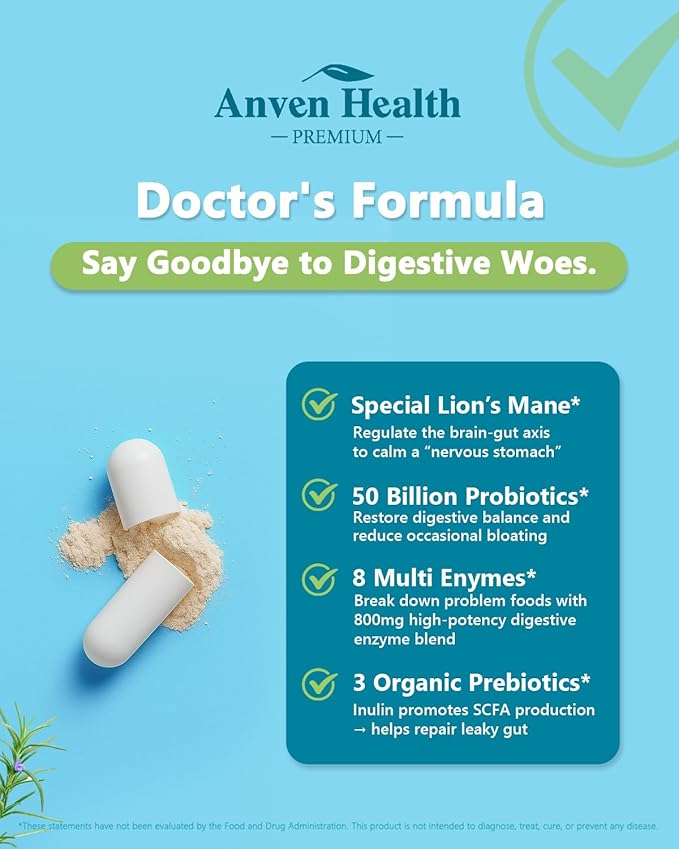800mg Digestive Enzymes for Men and Women with Probiotics &amp Prebiotics 8 Key Enzymes Protease Amylase &amp Lipase | 270 Capsules - A 90-Day Supply for Bloating &amp Gas Relief - Non-GMO