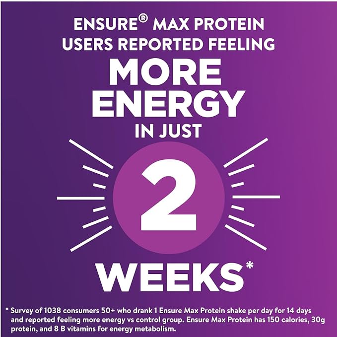 Ensure Max Protein Creamy Peach Nutrition Shake | 30g Protein 1g Sugar 4g Fiber Blend | 12 Pack