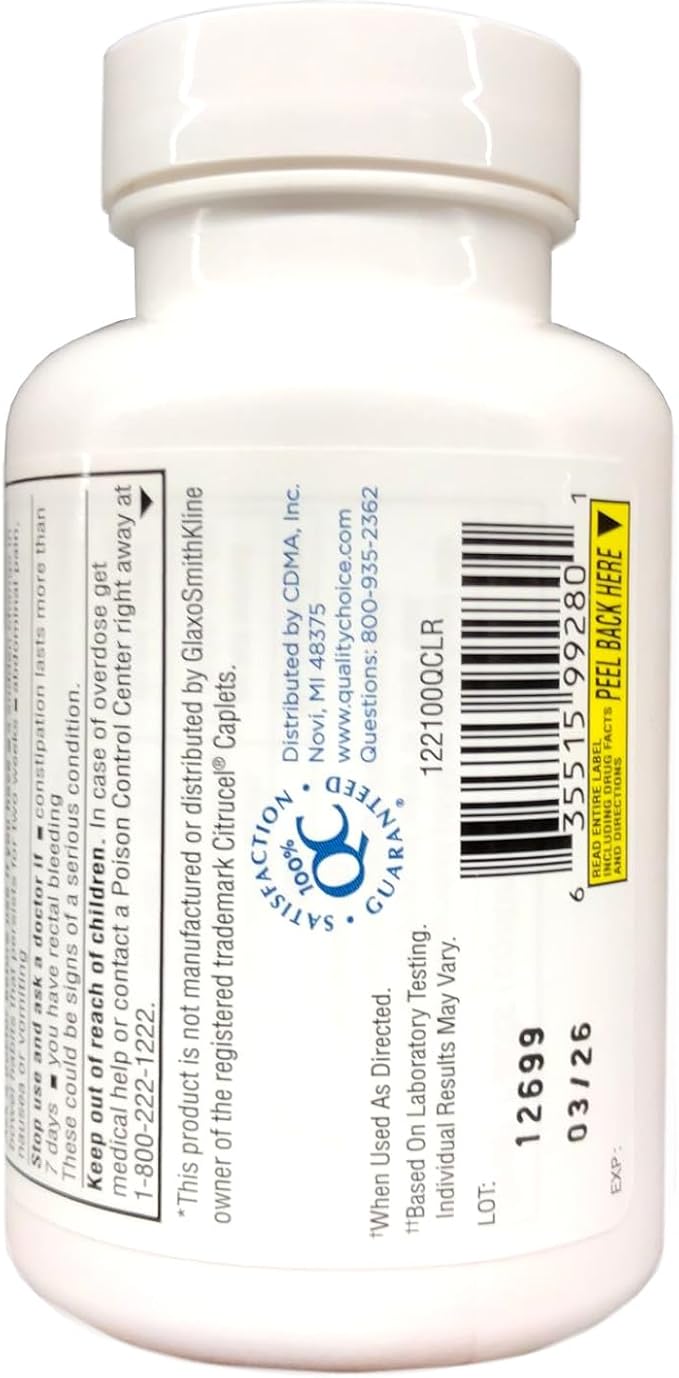 Quality Choice Fiber Therapy for Regularity Methylcellulose 500 mg 100 Caplets Pack of 3
