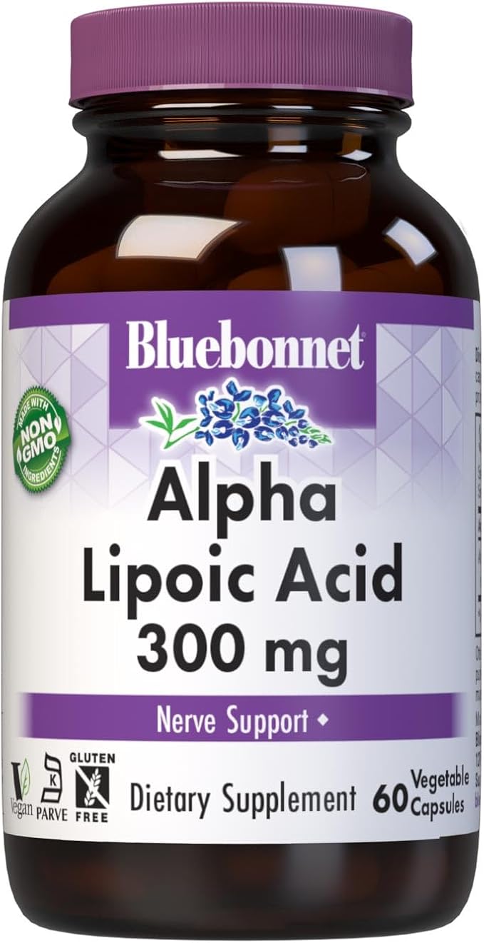 Bluebonnet Alpha Lipoic Acid Vegetarian Capsules 300 mg 60 Count White