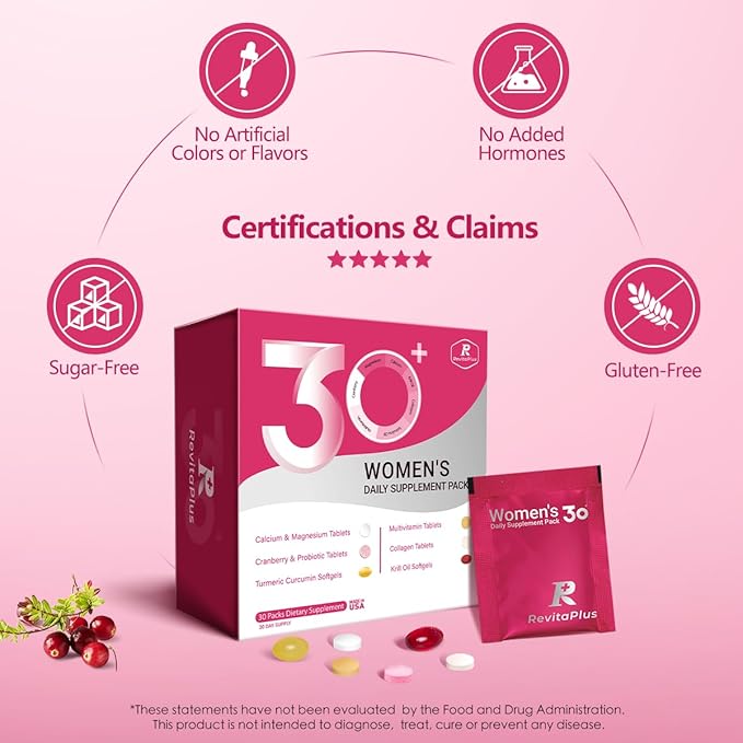 Multivitamin for Women with Vitamin ABCD3EK2Biotin CollagenKrill OilCranberries Supports EnergyWellnessBeauty and Immune - Vitamin Packs for Women Health 2 PCS-60 Packs