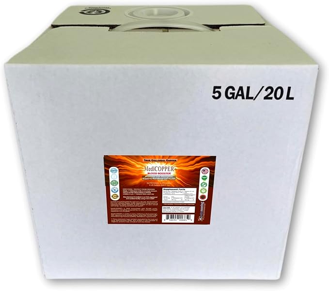 MediCOPPER® Plus Blood Booster True Colloidal Copper CuNP Nutritional Supplement - 5 Gallons in Cubetainer