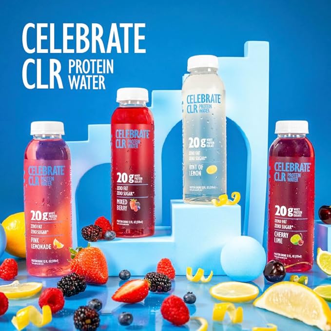 Celebrate Vitamins Celebrate CLR Whey Isolate Protein Water Hint of Lemon - 20 g Protein - Ready to Drink - Gluten Free and Sugar Free - For Post Bariatric Surgery Patients 12 pack