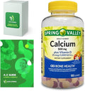 Calcium Plus Vitamin D Adult Gummies 500 mcg 1000 IU Assorted Flavors 100 Ct Bundle with Exclusive Vitamins &amp Minerals - A to Z - Better Ligth&ampSpring Guide (2 Items)