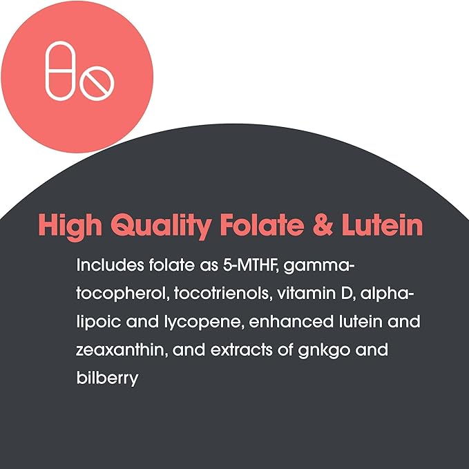 Allergy Research Group OcuDyne II Supplement - Eye Support Vitamins for Vision Eye Health for Adults Vision Support Multivitamin Formula QuatreActiv Folate FloraGLO Lutein - 200 Count