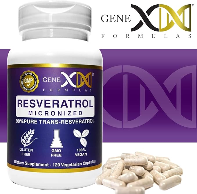 Genex Formulas Trans Resveratrol 1000mg Serving 99% Pure Micronized Pharmaceutical Grade Trans-Resveratrol + Bioperine Extract mad in a GMP &amp NSF Certified Facility (4X 250mg Cpasules 120ct)