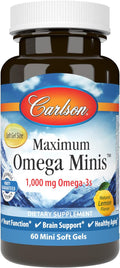 Carlson - Maximum Omega Minis 1000 mg Omega-3s Heart Function Brain Support &amp Healthy Aging Lemon 60 Mini Softgels
