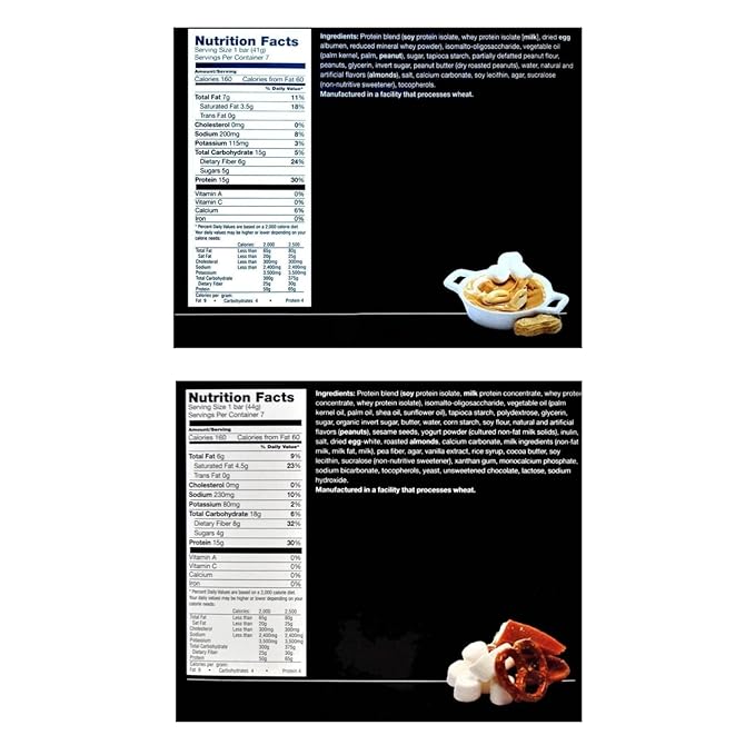 PROTIFIT - Low Calorie Fluffy Nutter &amp Salted Toffee Pretzel Protein Bar 2 Pack High Protein 15g Protein Low Carb Low Sugar Ideal Protein Compatible 7 Servings Per Box (2 Pack)