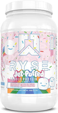 RYSE Loaded Protein Powder - Jet-Puffed Birthday Cake - 25g Whey Protein Isolate &amp Concentrate with Prebiotic Fiber &amp MCTs - Low Carb Low Sugar Digestive-Friendly - 27 Servings / 2 lb Tub