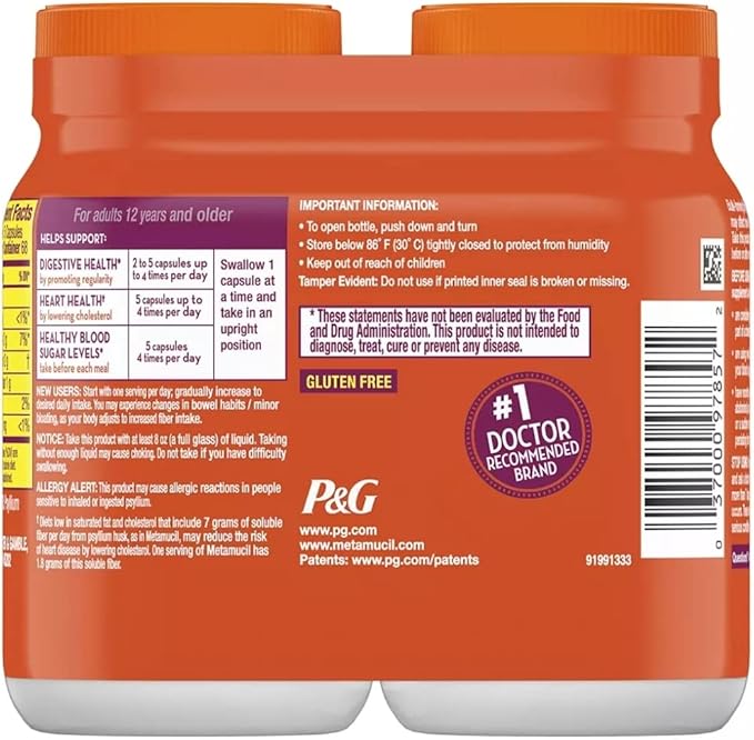 Metamucil Fiber Therapy for Regularity Fiber Supplement 340 Capsules