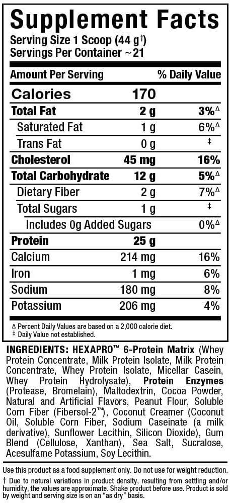 ALLMAX HEXAPRO Chocolate Peanut Butter - 5 lb - 25 Grams of Protein Per Serving - 8-Hour Sustained Release - Zero Sugar - 52 Servings