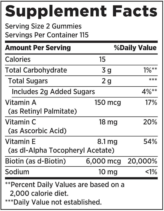Optimal Solutions Advanced Hair Skin and Nails Pectin Gummies 2X Biotin Per Serving No Stick Gummy Vegetarian Formula Strawberry Flavor 230 ct 115 Total Servings