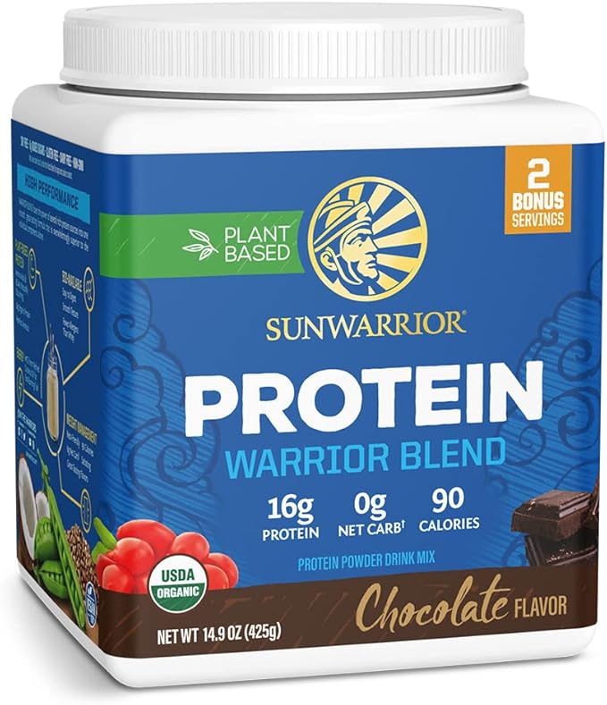Organic Plant Based Protein Powder | Vegan Organic Protein Powder Chocolate Flavored with BCAA Amino Acids &amp Hemp Seed Pea Blend | Non-GMO Soy Dairy Filler &amp Gluten Free (Chocolate 17 Serving