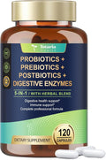 Totaria 5-in-1 Probiotic Prebiotic &amp Postbiotic for Women Men 60 Billion CFU 24 Strains w/Digestive Enzymes Prebiotic Fiber Slippery Elm Daily Complete Immune Gut Health 120 Day Supply