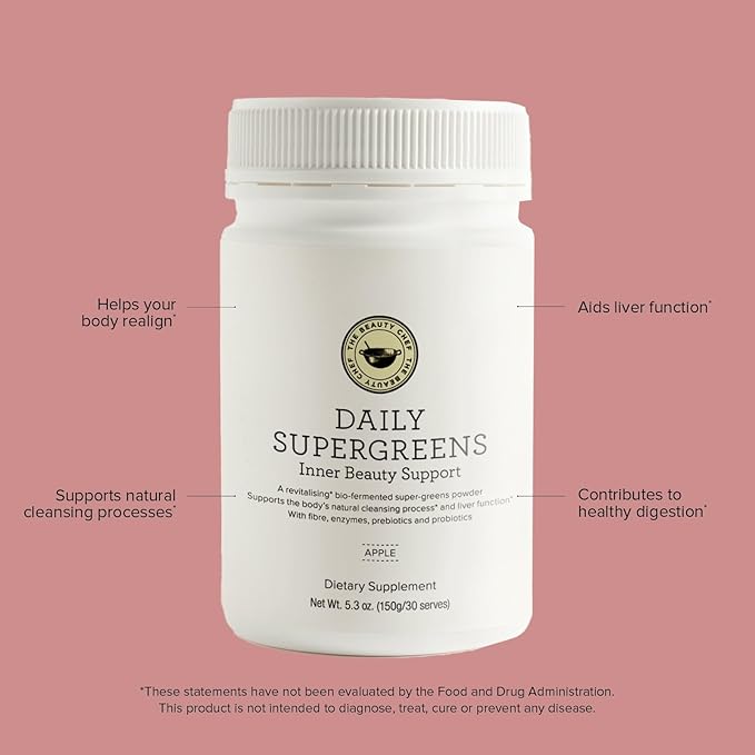 The Beauty Chef Daily Supergreens Inner Beauty Support Powder – Apple 150g/30 Servings Support Immune &amp Digestive Health Packed W/Prebiotics Probiotics Antioxidants &amp Nutrient-Rich Ingre